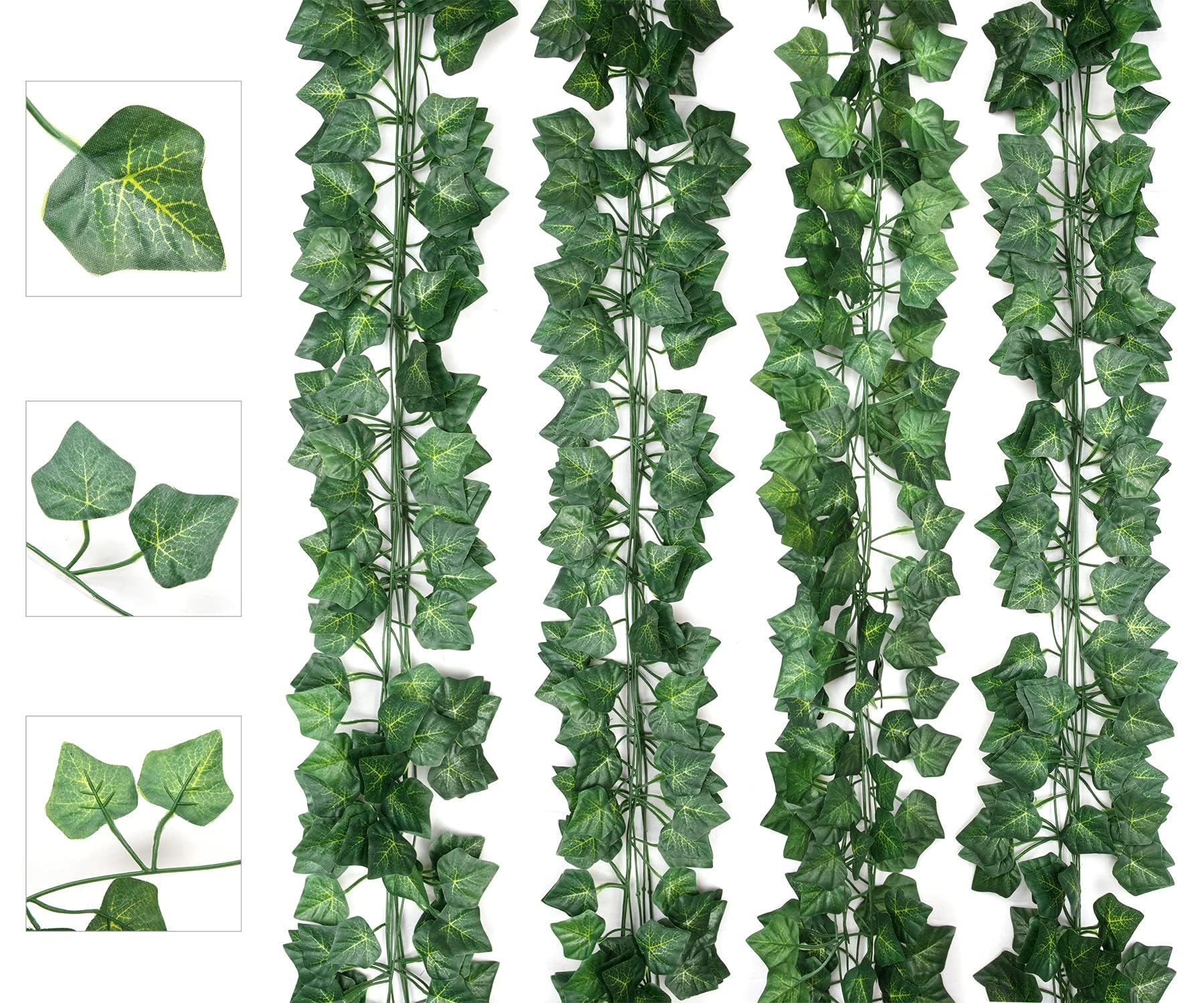 AIOR 24 Strands Fake Ivy Vines, 6.5 Ft Artificial Plant Ivy Garland Greenery Leaves UV Resistant Hanging Faux Plants Indoor Outdoor for Wedding Table Garden Bedroom Wall Decor