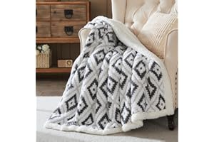 Lotus Karen Sherpa Throw Blankets for Couch Thick and Warm Blanket for Winter Soft Fuzzy Cozy Fluffy Blanket for Sofa Diamond