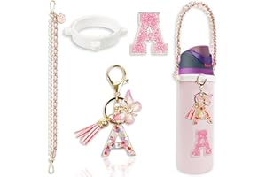 BydGxy Letter Handle Strap Accessories with Cute Initial Charm Compatible with Owala Water Bottle 24oz 32oz 40oz Owala Kids