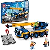 LEGO City Great Vehicles Mobile Crane Truck Toy Building Set 60324 - Construction Vehicle Model, Featuring 2 Minifigures with