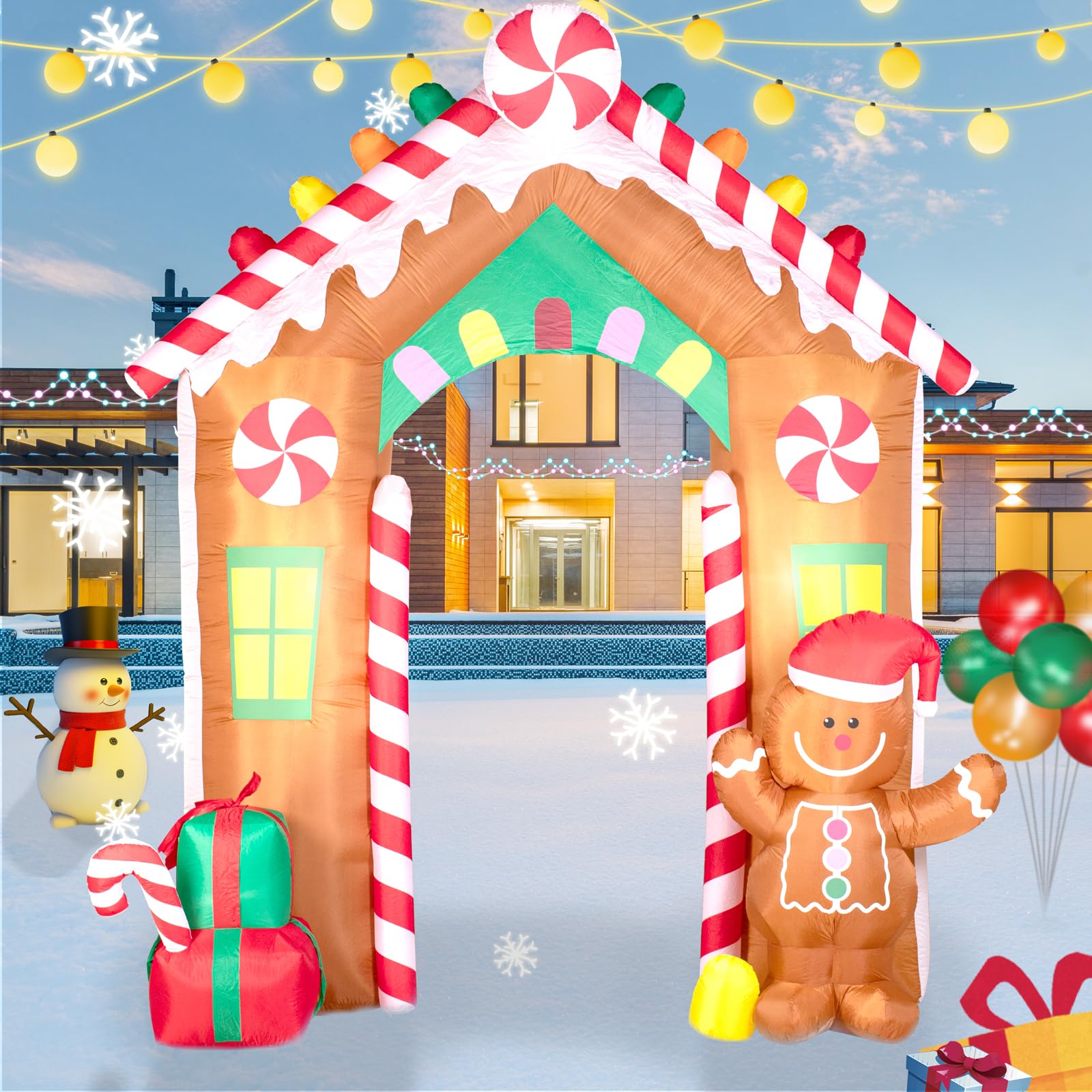Photo 1 of Nervure 10FT Christmas Inflatable Archway with Gingerbread Man - Christmas Inflatables Outdoor Decorations with LED Lights Built-in Perfect for Christmas Yard Garden Indoor Outdoor Decorations
