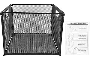 ANKROYU Large Capacity Foldable File Basket Holder Iron Mesh Desktop Storage Organizer for Books Magazines Office Home Durabl