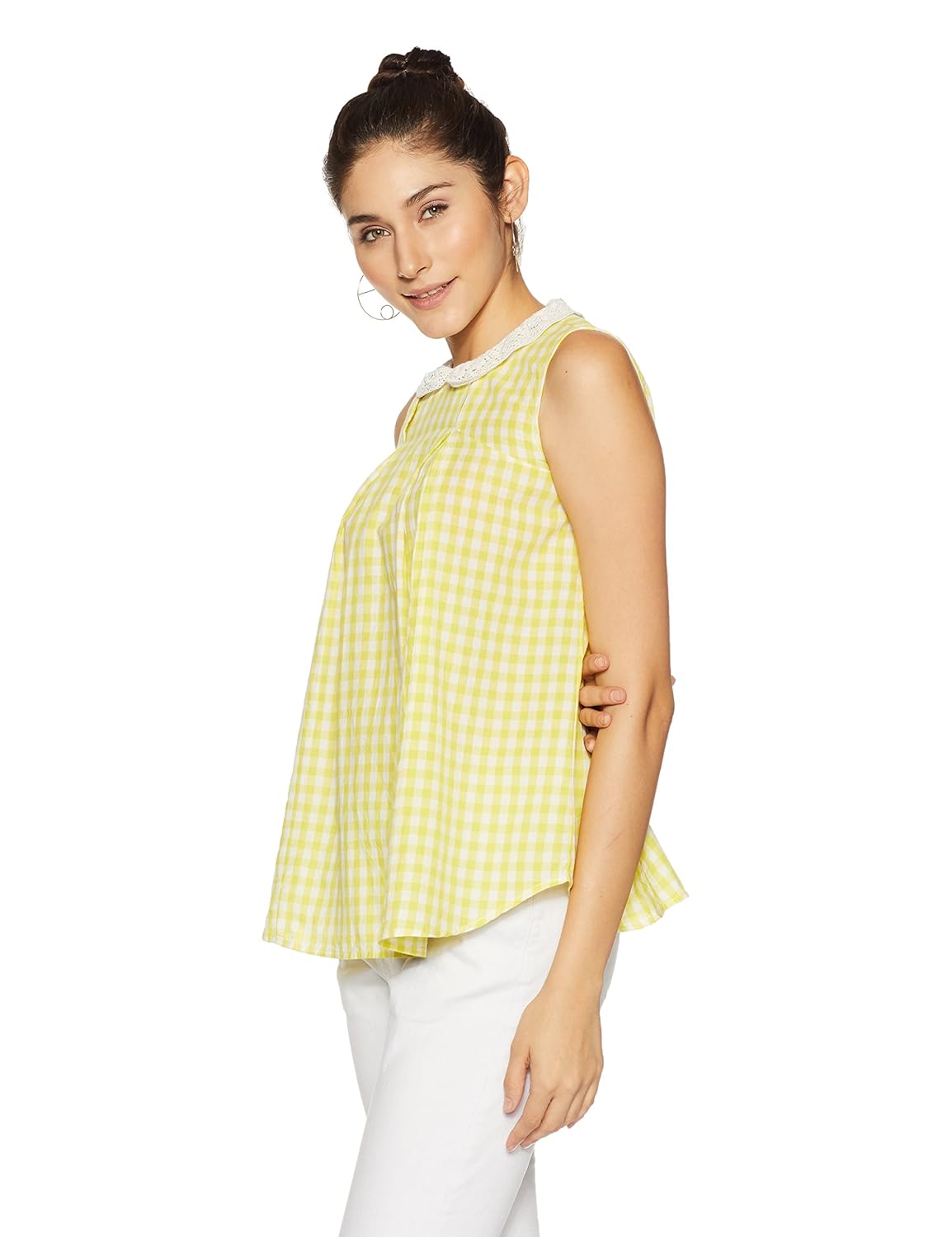styleville.in women's checkered regular fit top