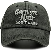 Jumsky Barn Hair Don't Care Baseball Caps for Women Washed Cotton Plain Trucker Hat Black