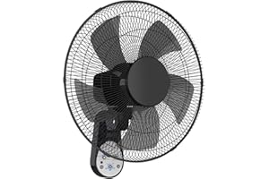 Mirdred Wall Mount Fan, 16 Inch 5 Blades 5 Speeds Wall Fan with Remote Control, 90 Degree 8 Hour Timer Oscillating Fan for Bedroom Home Kitchen, Black