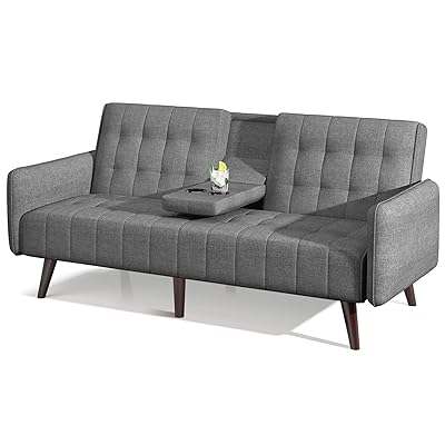 VIPEK Modern Futon Sofa Bed, Convertible Reclining Couch, Gray