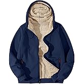 Flygo Sherpa Hoodies for Men Zip Up Winter Fleece Lined Hooded Sweatshirt Heavyweight Warm Jackets