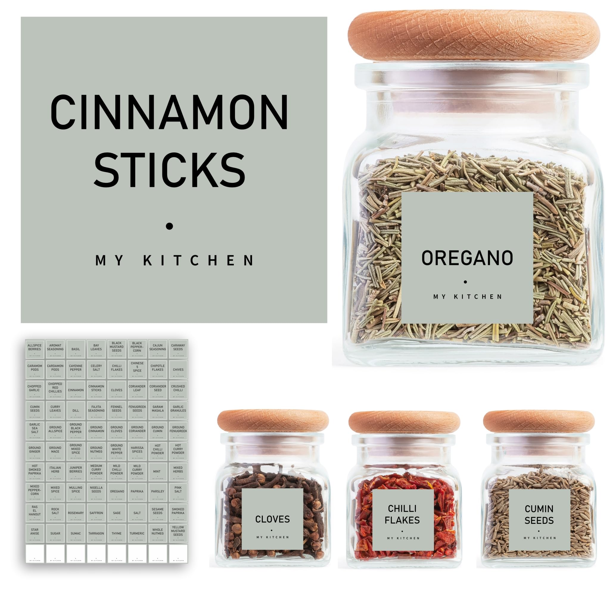 Spice Jar Labels - Olive Green