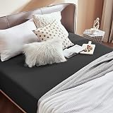 Bedsure King Size Fitted Sheet Deep Pocket 16in Black 150x200cm view 8