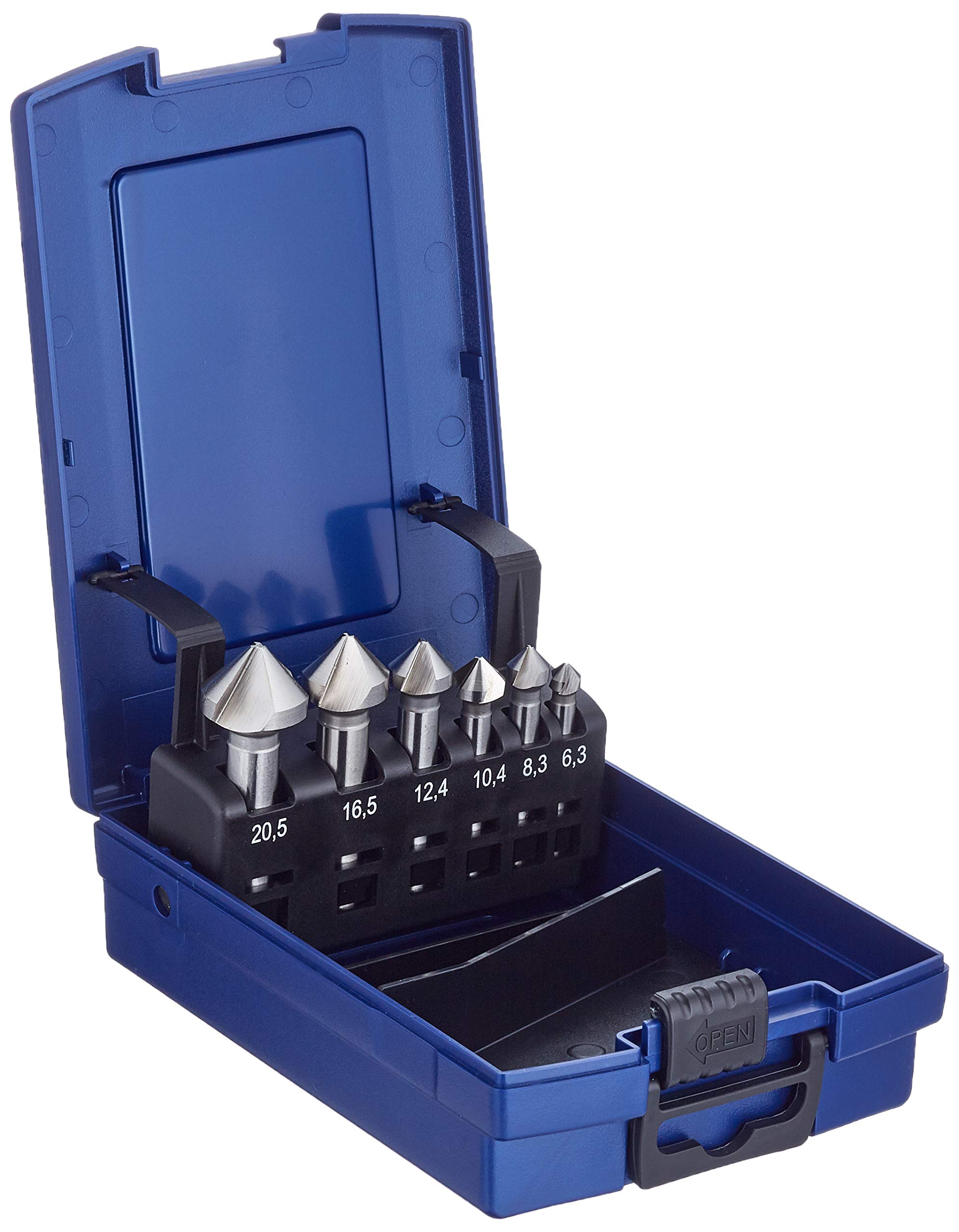 Bohrcraft Countersink Set HSS-G in ABS Box KS6 K Set 6 Pieces, Diameter 6.3 – 20.5 mm, 17001330006
