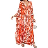 OHOXOE Women's Kaftan Dress 2025 V-Neck Beach Cover Up for Swimsuit, Lightweight Mumu Loungewear & Home Caftan Dress