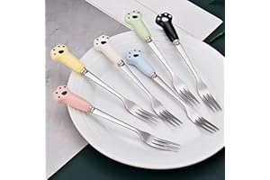 Flatware Set, Dessert Forks Set of 6, Animal Claw Shaped Stainless Steel Fruit Forks for Cake, Cocktail, Appetizer, Salad, Sn