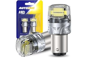 AUTOONE White 1157 LED Light Bulbs, 700% Brighter & 6500K White 7528 2057 2357 LED Bulbs for Backup Reverse Parking Signal Blinker Tail DRL Brake Lights, 2PCS