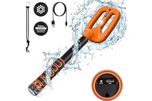 OMMO Underwater Metal Detector, IP68 Fully Waterproof Rechargeable Metal Detector with 3 Modes Vibration&Sound, Metal Detector for Adults with Built-in 1600mAh Battery for Underwater Scuba Diving