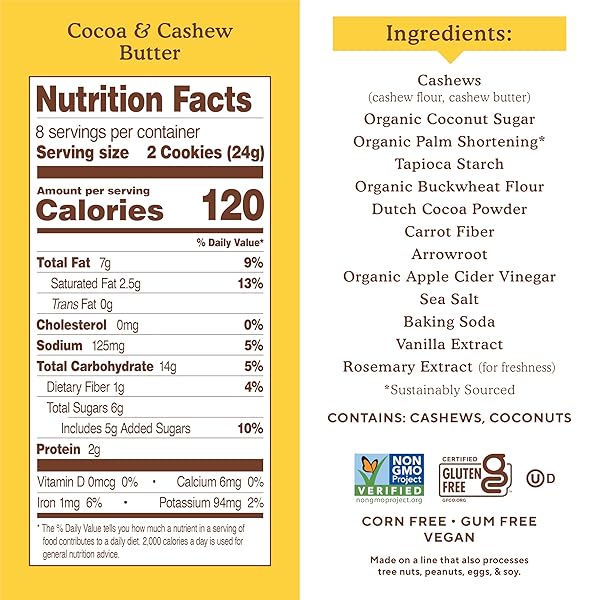 SIMPLE MILLS, COCOA CASHEW CRÈME SANDWICH COOKIES – GLUTEN FREE, VEGAN (PACK OF 1)