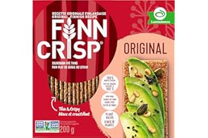Finn Crisps Original Rye Crispbread 7oz | Thin, Crispy Flatbread Crackers | Authentic Finnish Sourdough Crispbread | Whole Gr