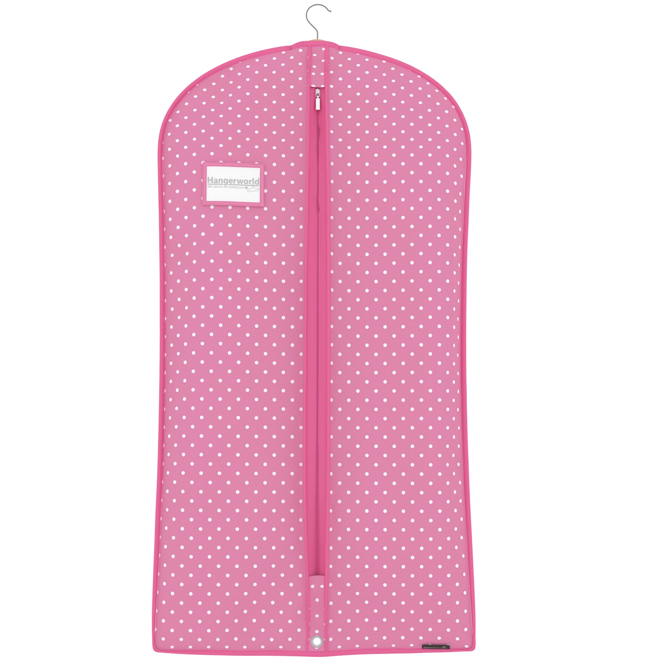 HANGERWORLD Single Pink Polka Dot Breathable Garment Coat Cover Bag-for All Clothes & Dresses-45" (114cm)