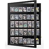 Mlikero Baseball Card Display Case, 35 Graded Card Display Frame Lockable, Trading Card Display with UV Protection Sports Card Display Case for Baseball Cards, Football Cards, Sports Cards