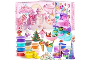 Slime Advent Calendar 2023 for Girls, Ice Cream Maker Machine Toy for Kids, Color Dough Advent Calendar with Slime Play Toy &