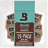 Boveda 62% Humidor Packets - 2 Way Humidity Control Packs- Size 1 - 20 Count Resealable Bag - Cigar Humidor Accessories - Bul