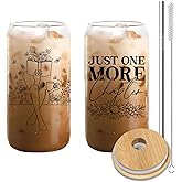 BOBAPARTHOME Just One More Chapter Glass Cup With Lid, Book Lover Gifts For Women, Book Club Member Gift For BookLover, Book Themed Cup, Librarians, Bookaholics, Bookworms, Birthday For Her