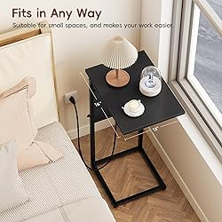 Vagusicc C Shaped End Table with Charging