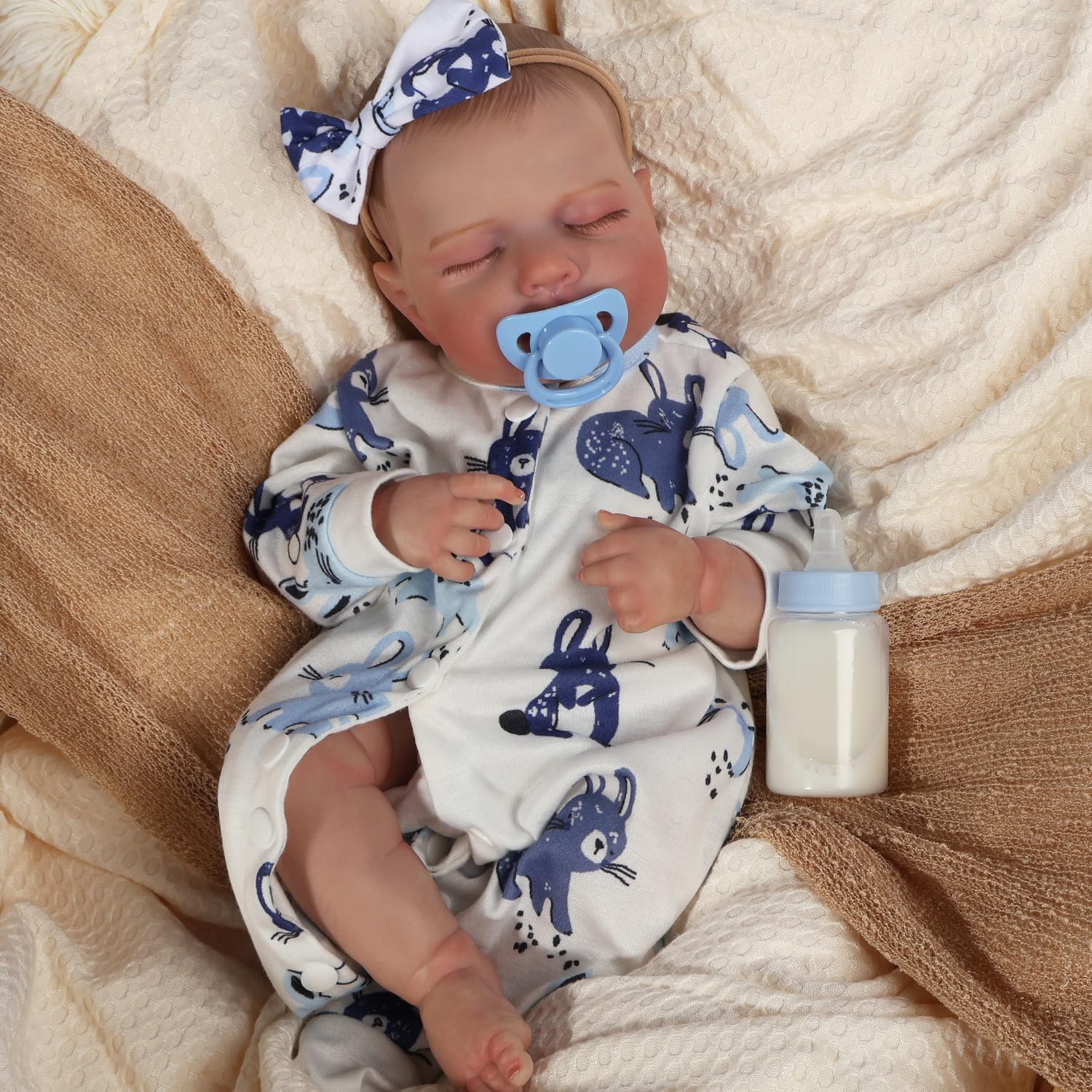 JUYOUYI Reborn Baby Dolls, 18 Inch Lifelike Sleeping Boy Doll Vinyl Full Body, Realistic Newborn Baby Doll with Gift Set for Kids Age 3+ (Loulou,No accessories) — image 1