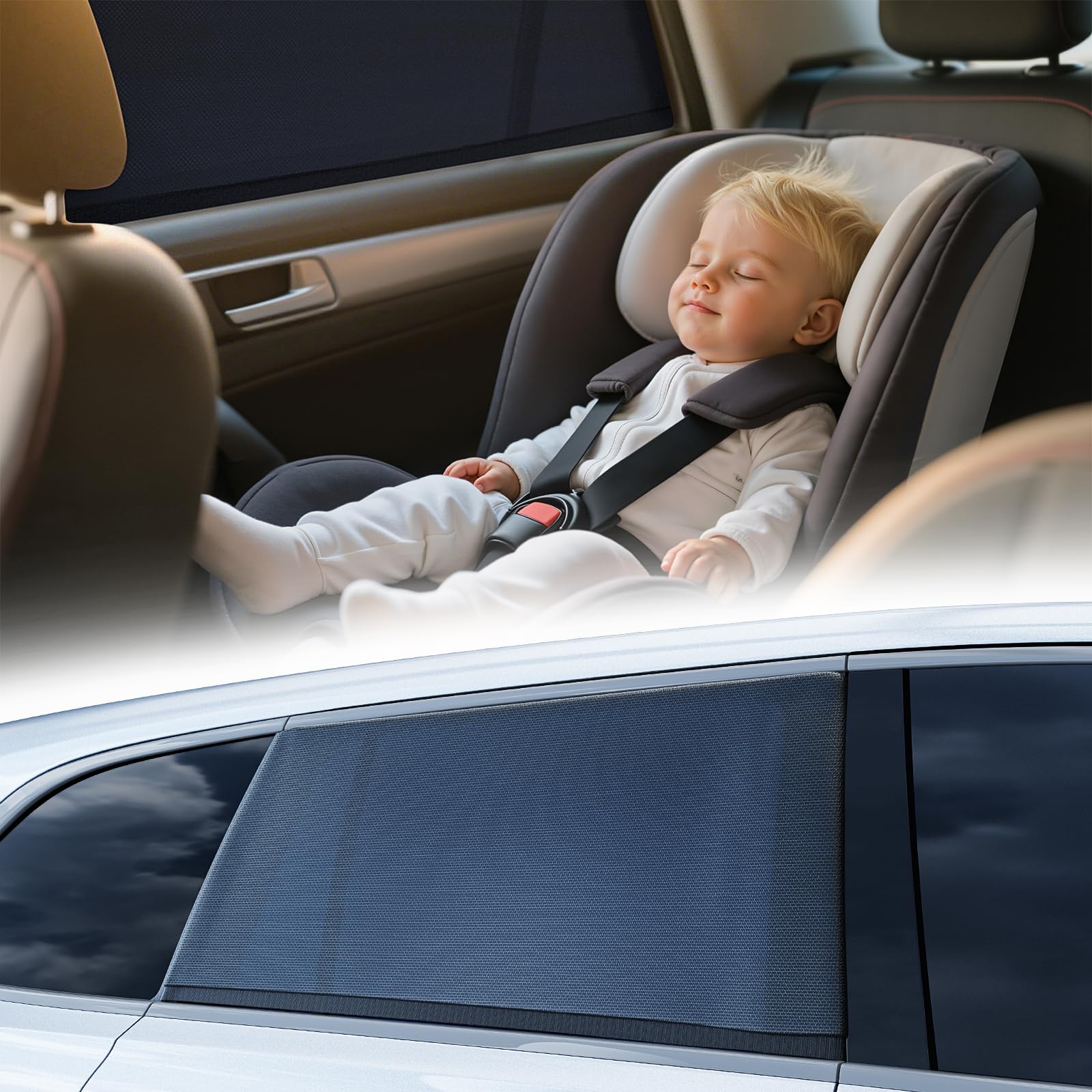 Photo 1 of TrySpace [2025 Upgraded] Car Window Shades for Baby [ArcticShield Cooling Tech] (2 Pack) UV-Blocker Sun Shade – 99% UV Protection Fit SUV/Sedan/Minivan | Roll Windows Down, Privacy Safe, Medium
