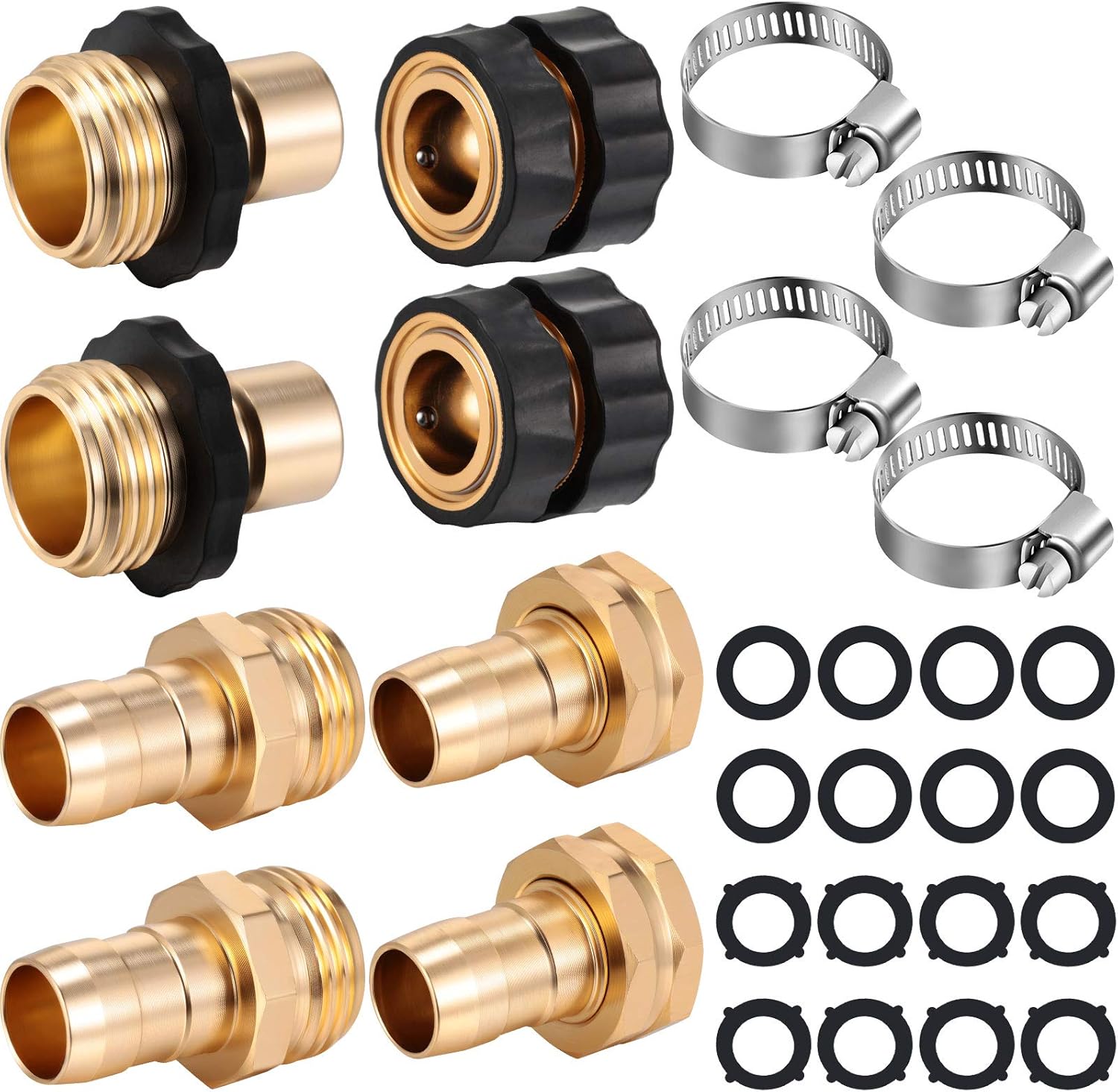 24 Pieces Garden Hose Mender and Repair Kit, 3/4 Inch Garden Hose Quick