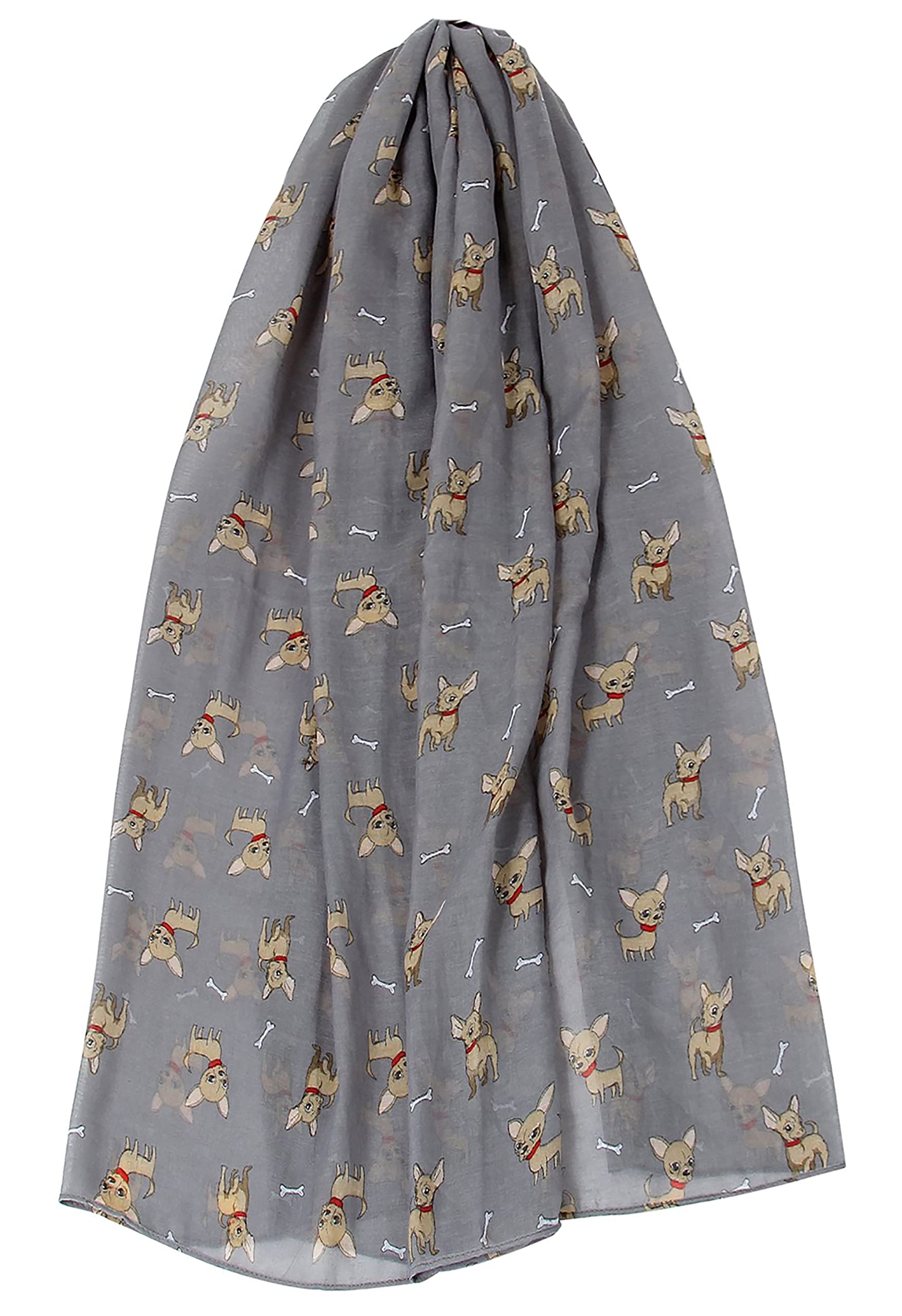 GFM Animal Print Scarf - Chihuahua Dogs (Grey) (FS-CHI-131-B-BH)