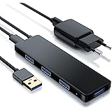 CSL &ndash; aktiver Ultra Slim USB 3.0 Hub / 4-Port Verteiler | Datenhub f&uuml;r Notebook / Netbook / Laptop / Ultrabook / Tablet-PC / Macbook | bus-powered | Hot Swap | Blue Power LED | inkl. Netzteil
