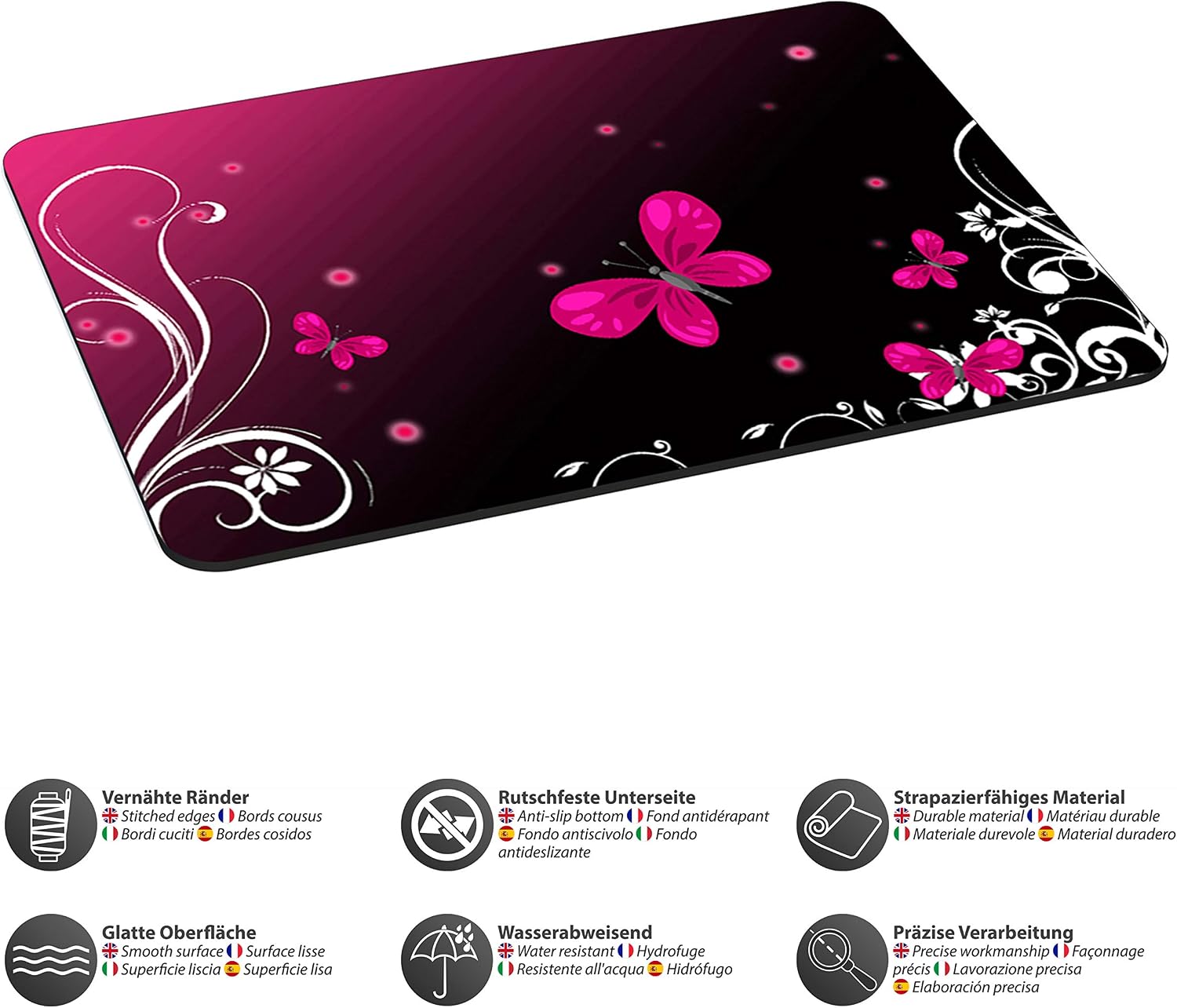 PEDEA Design Mouse Mat Large Butterfly, 350L x 250W mm - Image 4
