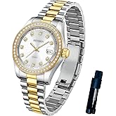 Heyssen Trendy Watches for Women Fashion with Analog Luminous Diamond Quartz Dial Ladies Watch with Date and Waterproof Stainless Steel Dress Business & Birthday Gifts for Women