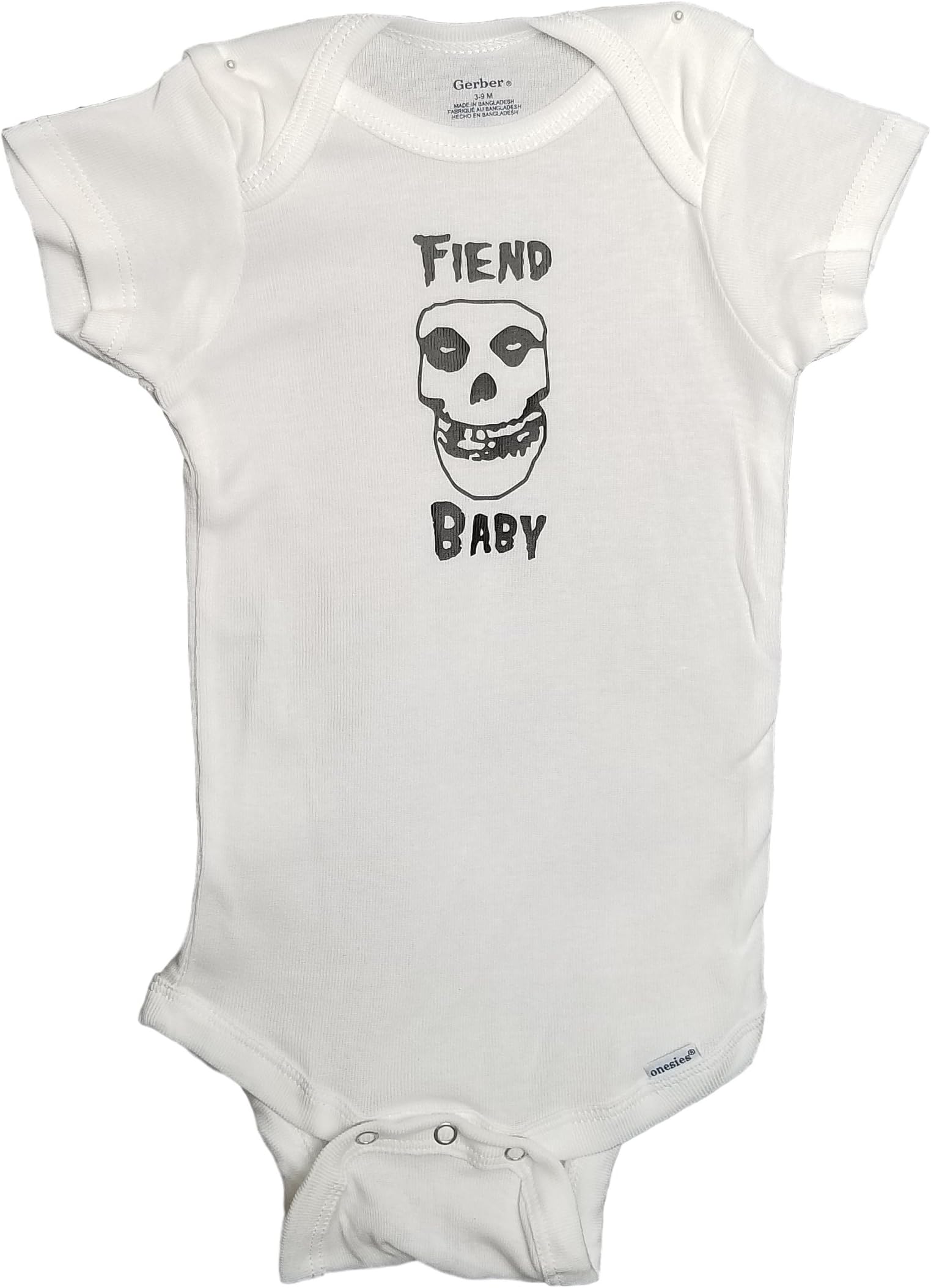 Mari Kyrios Creations Misfits Onesie Fiend Club Baby Punk Rock & Roll Pajamas Bodysuit PJ Danzig Years Skull Shirt White