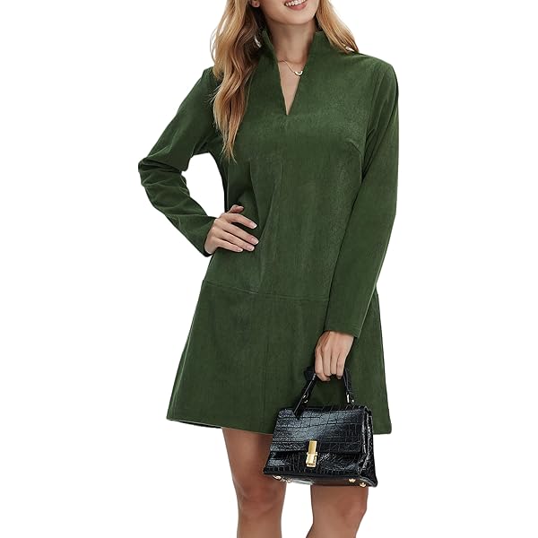 LifeShe Corduroy Shift Dress for Women Long Sleeve Button Down Lapel V Neck Midi Dress Brown at Amazon Women's Clothing store LifeShe Corduroy Shift Dress for Women Long Sleeve Button Down Lapel V Neck Midi Dress Brown at Amazon Women's Clothing store