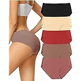 voenxe Seamless Underwear for Women,5 Pack Hipster No Show Ladies Panties Line,Breathable Stretch Bikini Workout,XXL Coffee