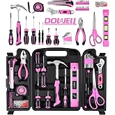 DOWELL 123-Piece Pink Home Repair Tool Kit for Women &amp; Girls | All-in-One DIY Toolkit with Ergonomic Handles, Durable Toolbox, Non-Slip Grips | Perfect Gift for- Wives| Moms, Crafters