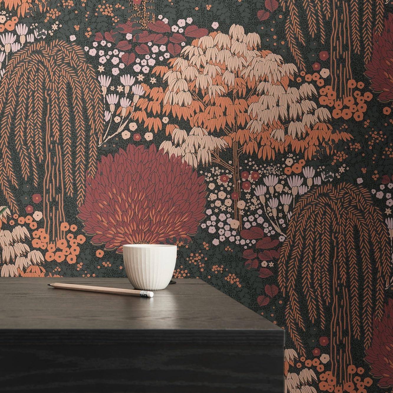 Livingwalls Famous Garden 393504 Forest Wallpaper Black Red Pink Orange Non-Woven Wallpaper 10.05 m x 0.53 m Made in Germany