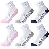 LO SHOKIM Ankle Socks Boys Running Socks Girls Cushioned Athletic Sock Kids Cotton Sports Sock Youth 6 Pairs