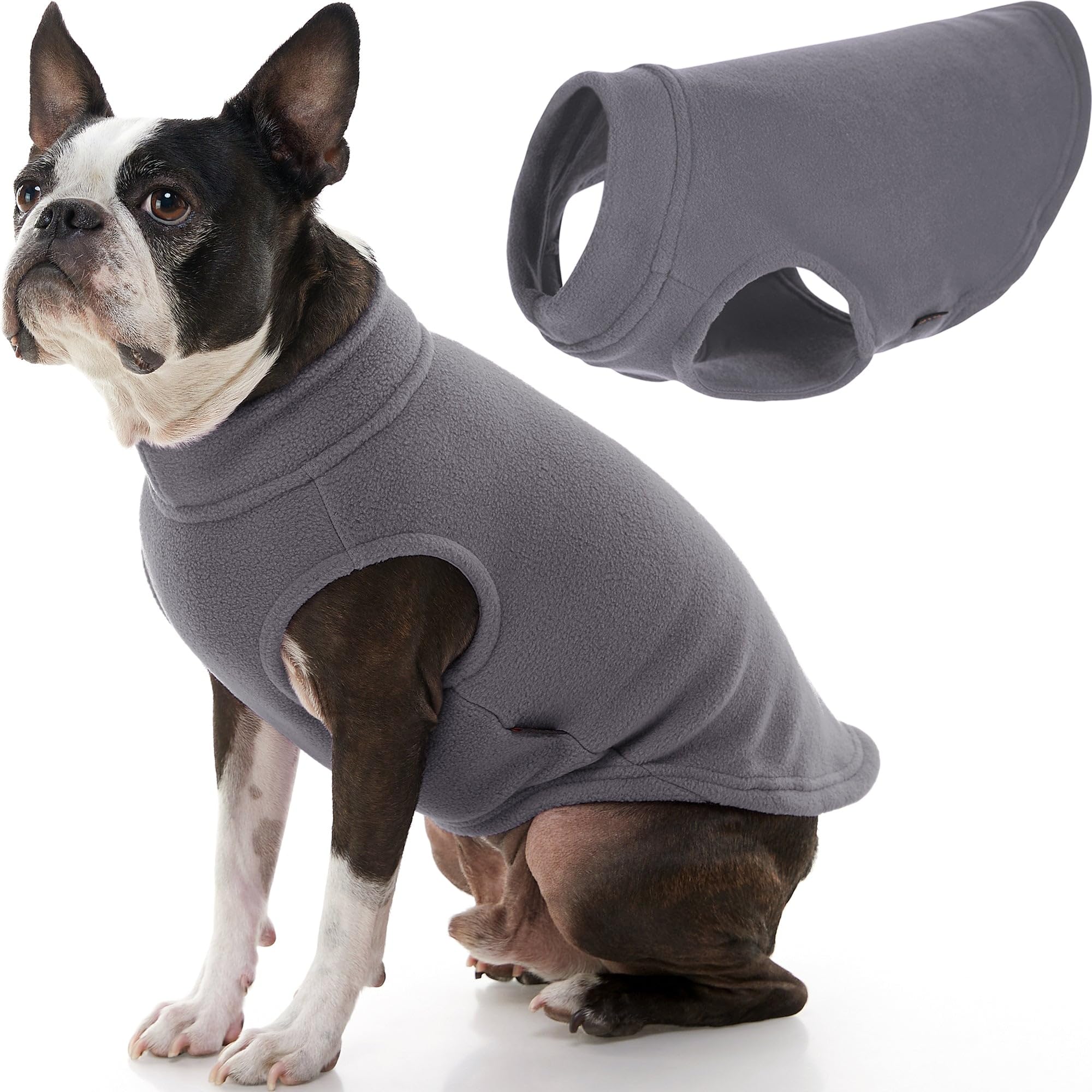 Gooby - Stretch fleece vest, pullover fleece vest jacket sweater for dogs, grey, large length (13 inches)