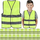 Zhanmai Kids Safety Vest Bulk High Visibility Reflective Construction Vest with Strips Neon for Traffic Child Outdoor