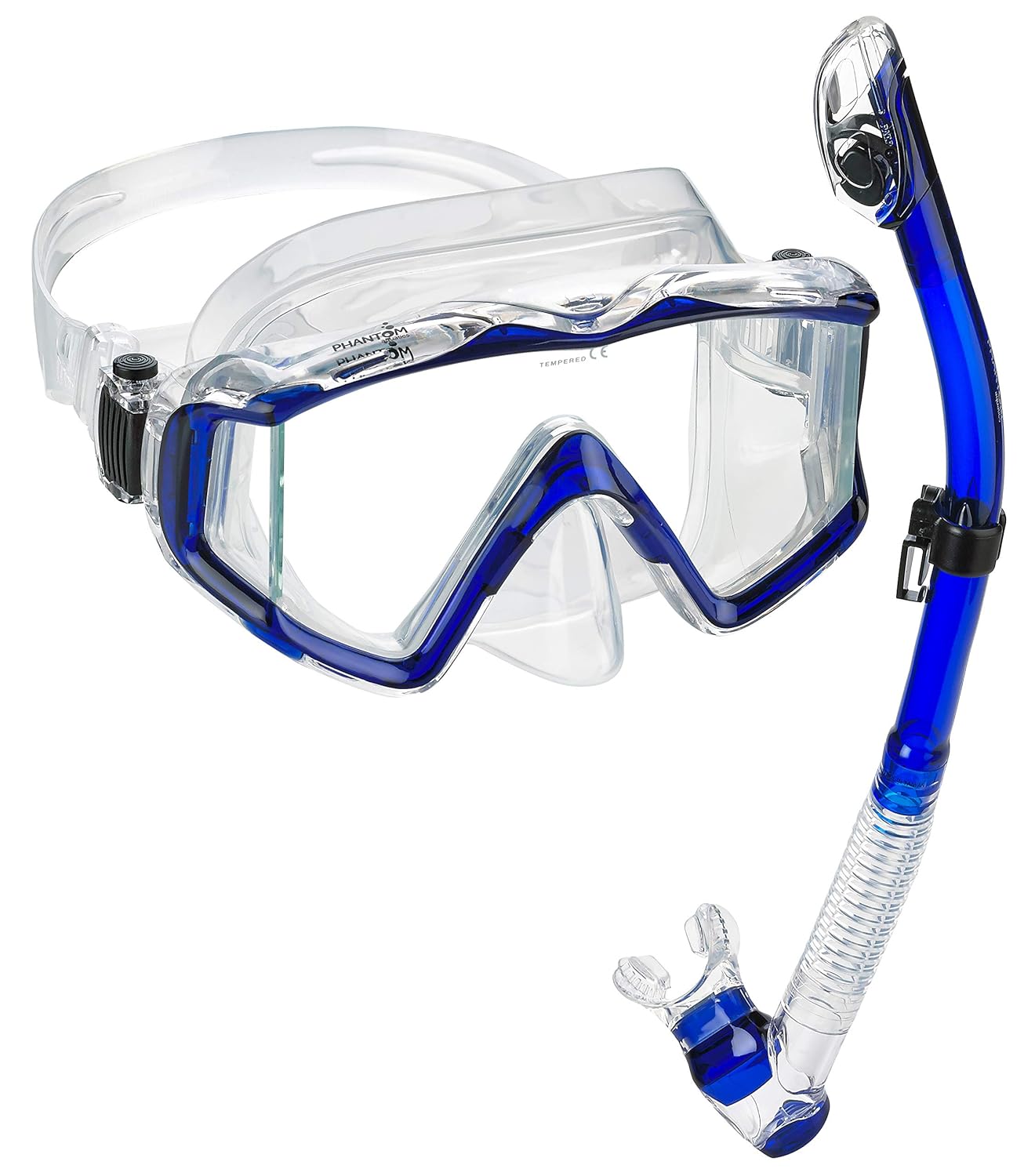 Phantom Aquatics Ultra Panoramic View Scuba Snorkeling Mask Dry Snorkel