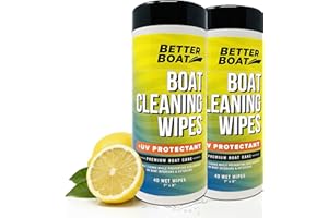 Boat Vinyl Cleaner and Protectant - UV Protection Wipes for Marine Boat Seat, Dashboard & Console Cleaning - 2PK