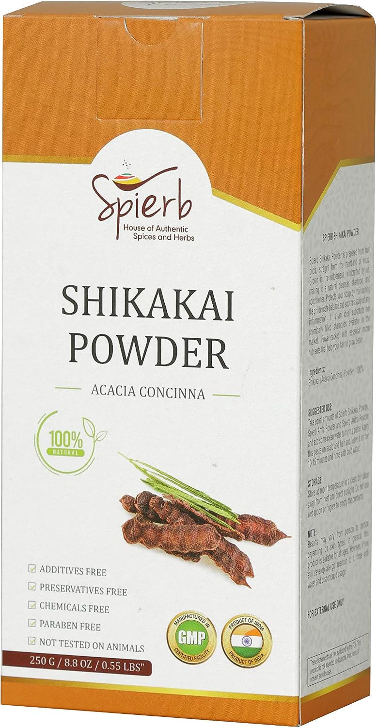 Spierb Shikakai Powder 250g, Natural Hair Cleanser & Conditioner, Pure Acacia Concinna for Hair Care