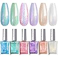 Beetles Shimmer Nail Polish Set, 6 Colors Dreamy Pastel Quick Dry Nail Polish, Spring Summer Glitter Colors Fingernail Polish DIY Nail Lacquer Nail Art Kit Home Gift for Women Girl