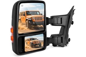 DWVO Towing Mirrors Fits 2008-2016 Ford F250 F350 F450 F550 Super Duty, Left Driver Side Mirror with Power Heated, Telescoping, Turn Signal Lights, Black
