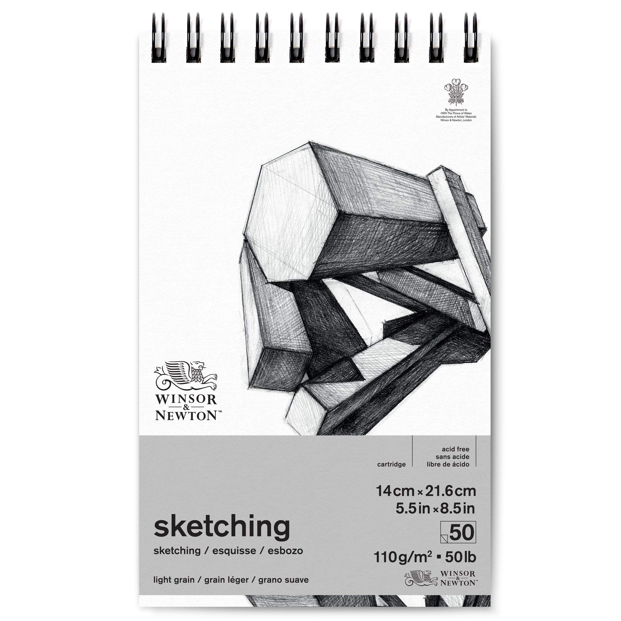 Winsor & Newton 6672005 Spiral Bound Sketch Pad, 50 Sheets of Drawing and Sketch Paper, Extra White in Artist Quality - 14 x 21.6 cm — image 1