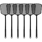 6-Pack Heavy Duty Long Handle Fly Swatter, Fly Swatter for Indoors, Black