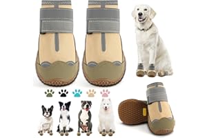 JZXOIVA Dog Shoes for Large Dogs, Medium Dog Boots & Paw Protectors for Hardwood Floors, Outdoor Dog Booties for Hot Pavement Winter Snow Hiking, Waterproof Dog Shoes with Reflective Strips Size 7