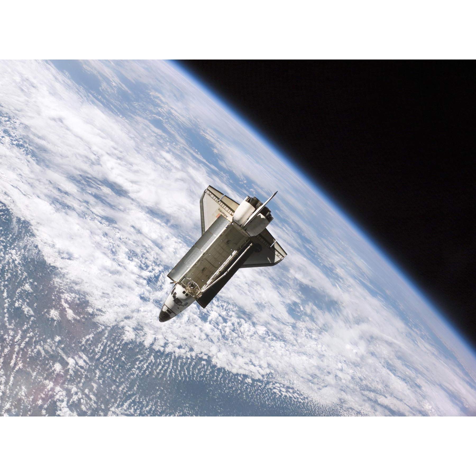 Space NASA Shuttle Atlantis Over Earth Photo Premium Wall Art Canvas Print 18X24 Inch